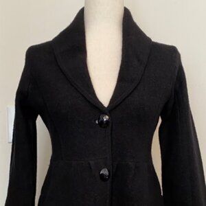 INC 100% Wool Pea Black Coat - Size Petite Small